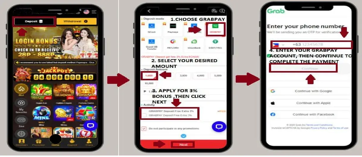 PWIN777 Deposit with Grabpay